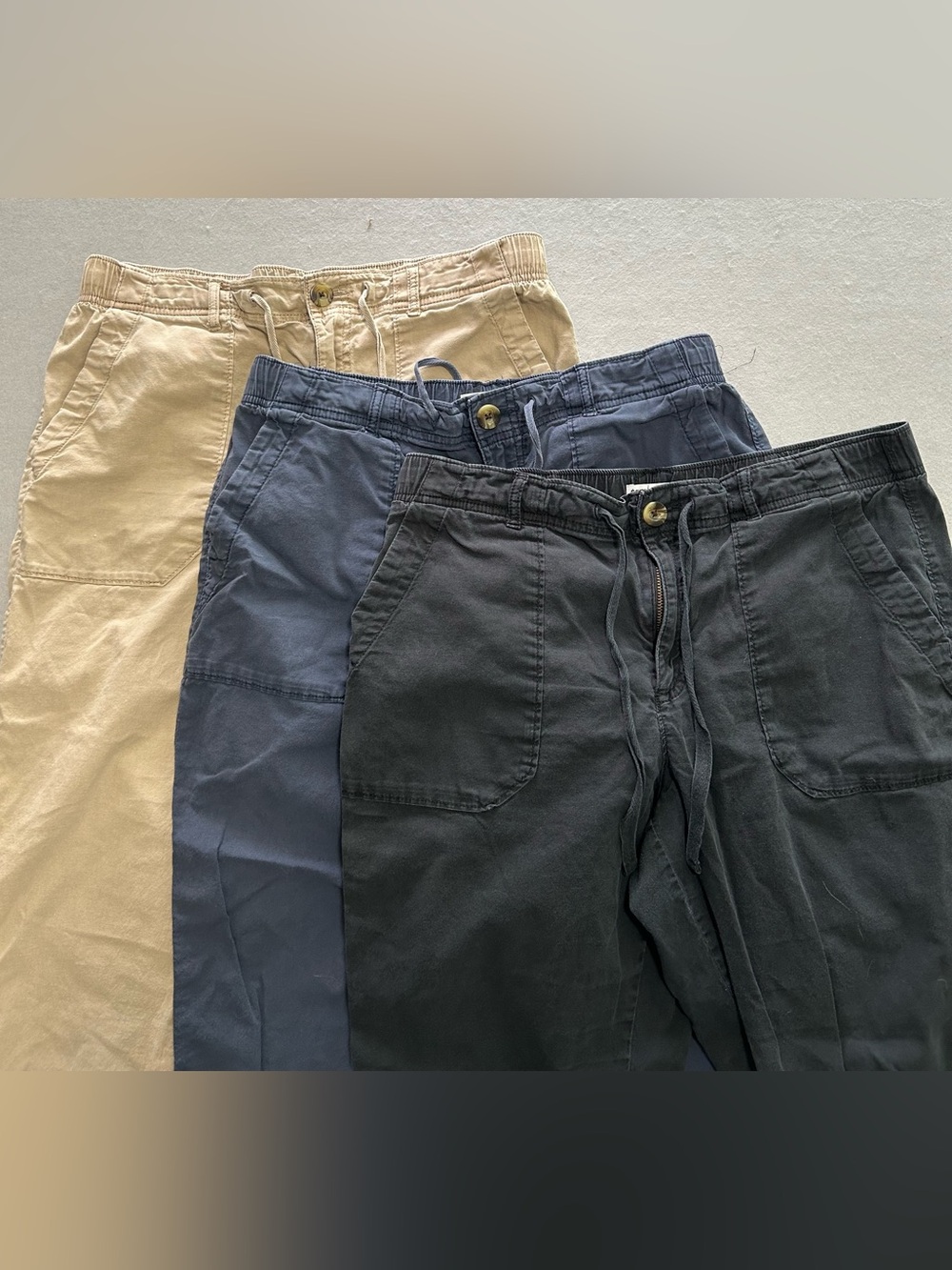 Sonoma Pants Womens Petite Large Jogger Ankle Zipper Lot of 3 Blue Black Khaki